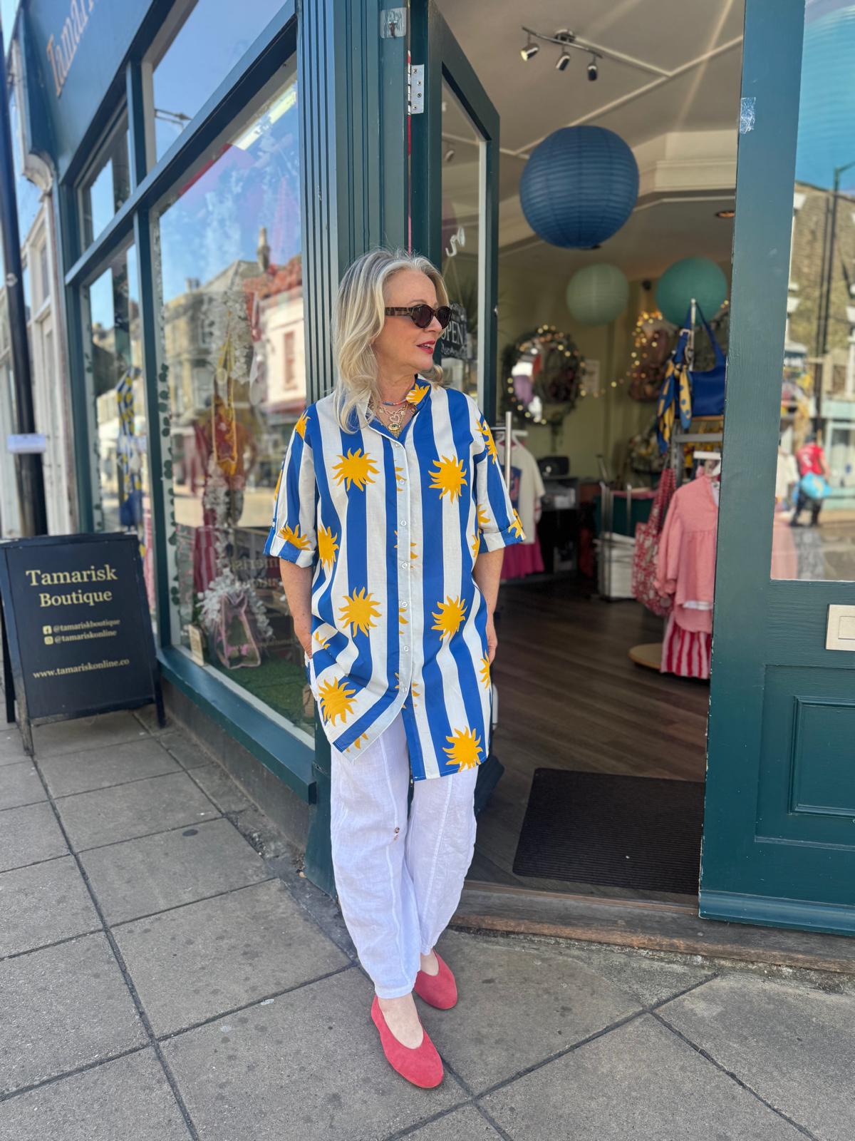Skyla Bold Sunburst Striped Cotton Tunic