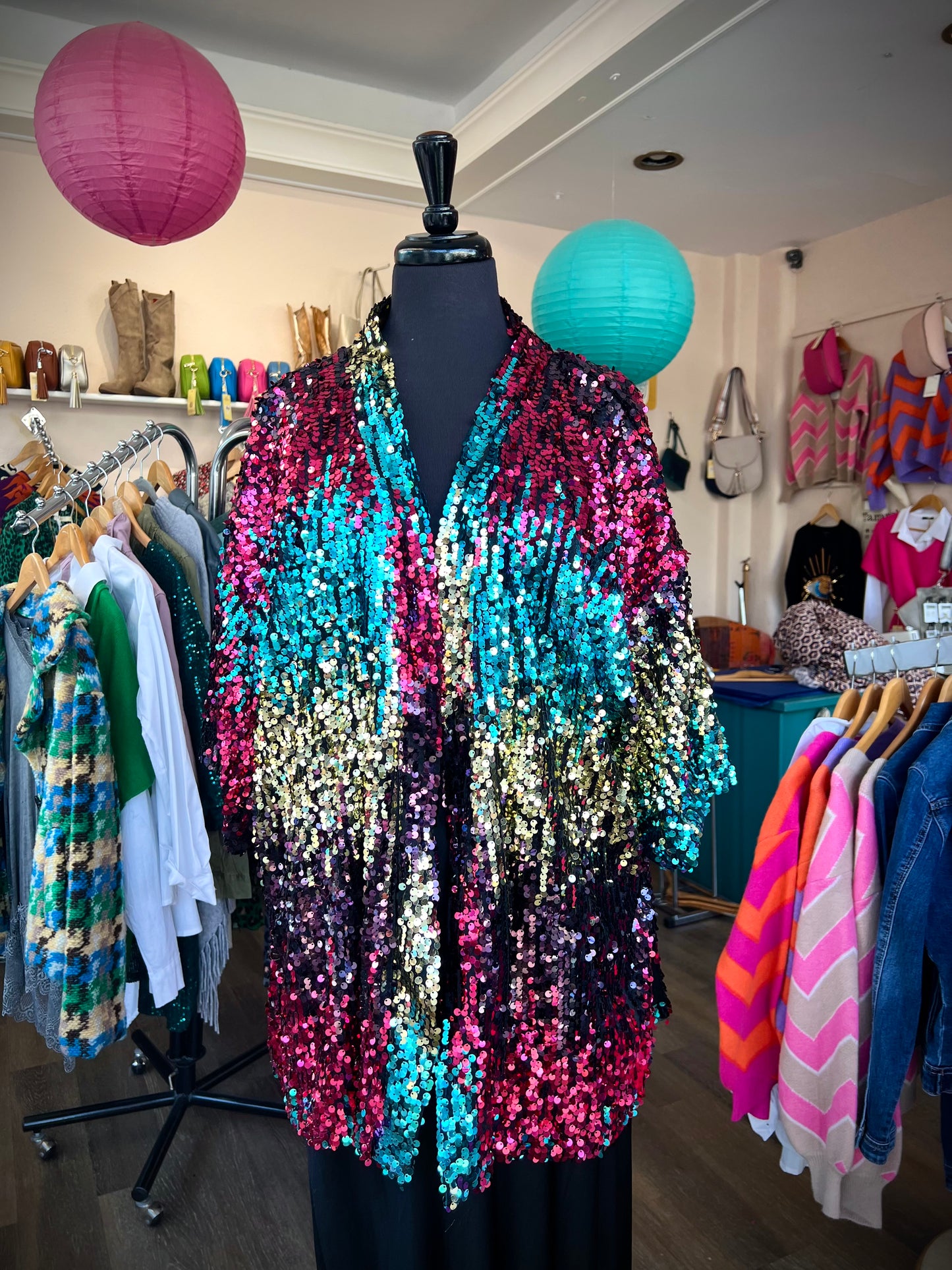 Jazzy Rainbow Full-On Sequinned Kimono