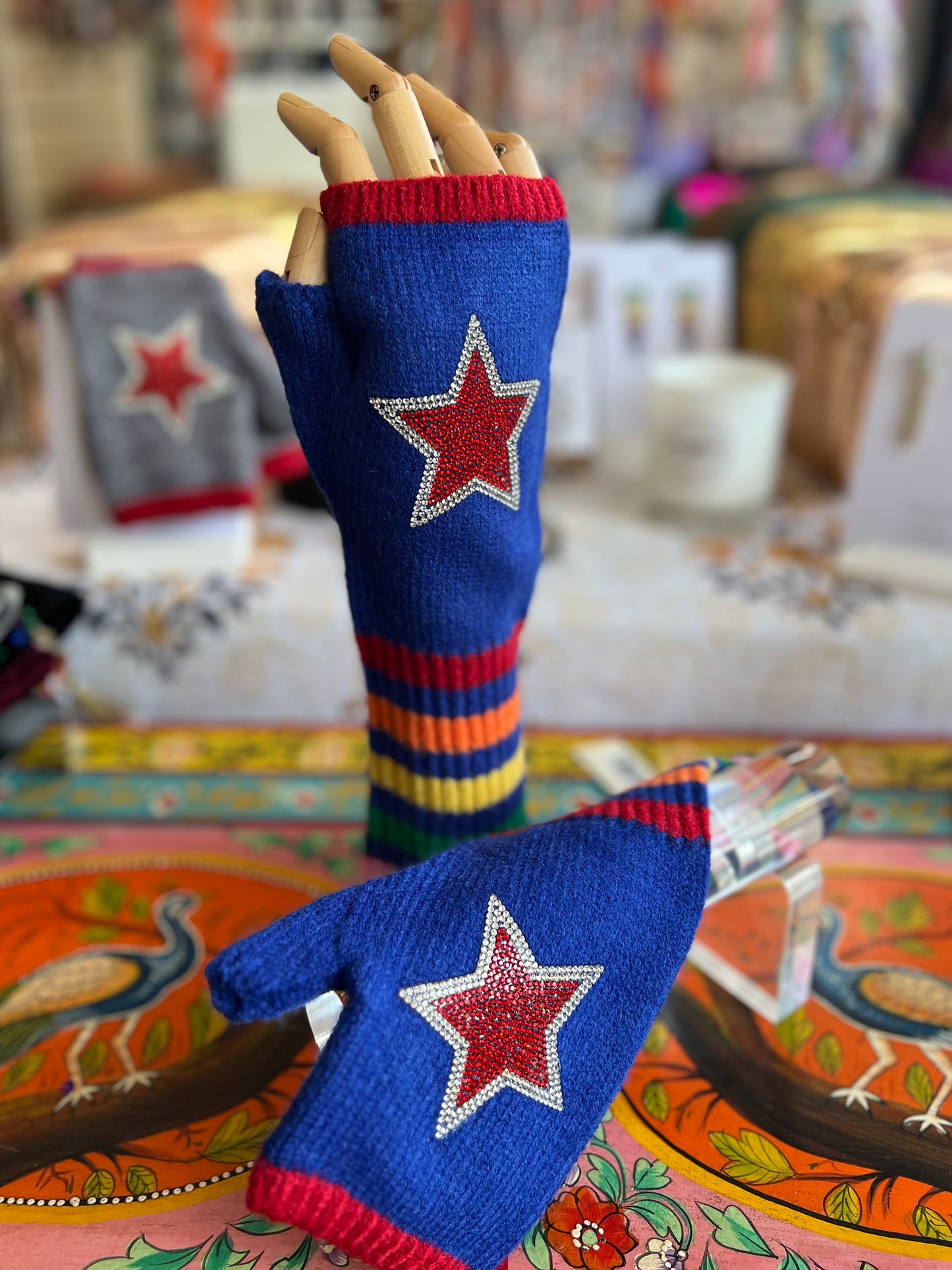 Jazz Hands Sparkle & Star Fingerless Mittens