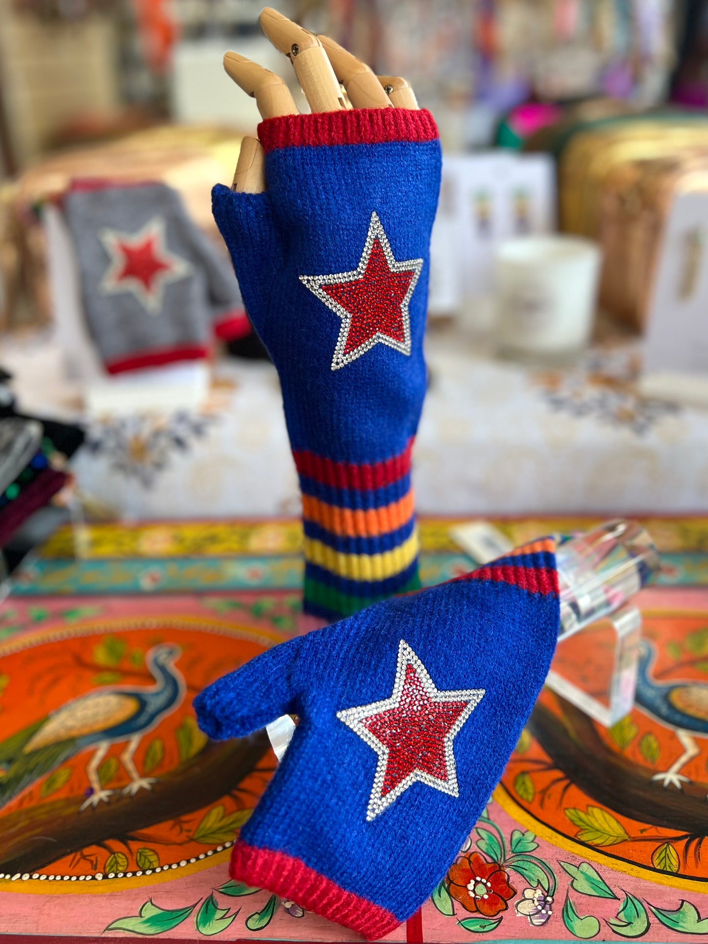Jazz Hands Sparkle & Star Fingerless Mittens