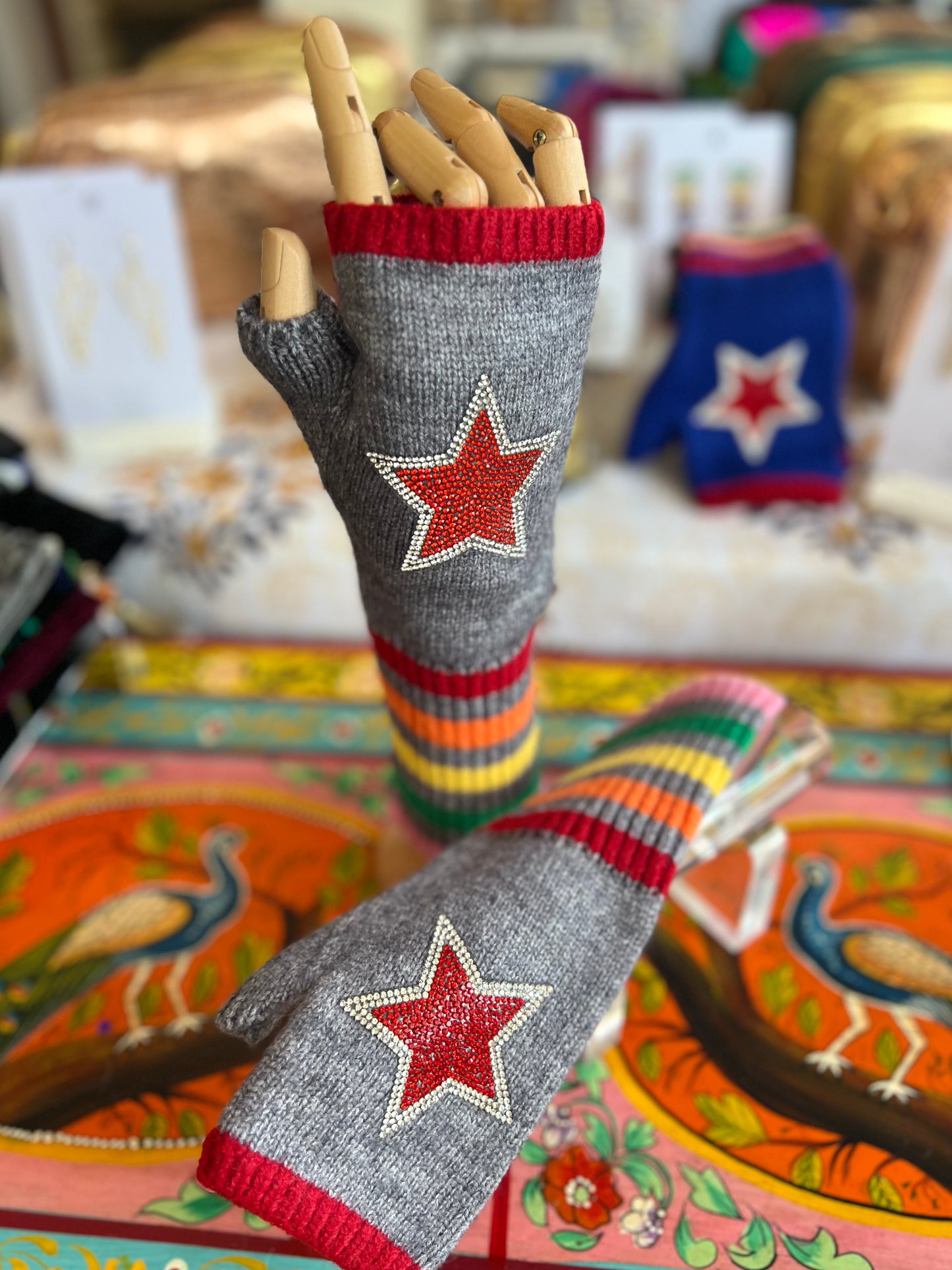 Jazz Hands Sparkle & Star Fingerless Mittens
