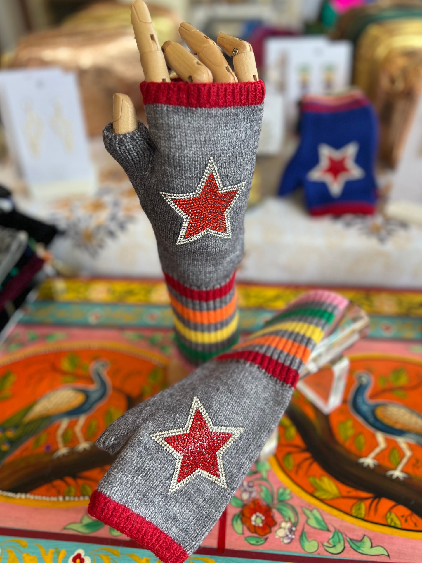Jazz Hands Sparkle & Star Fingerless Mittens