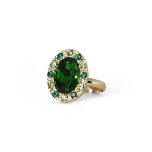 Pandora Adjustable Gold Plated Green Cocktail Dress Ring