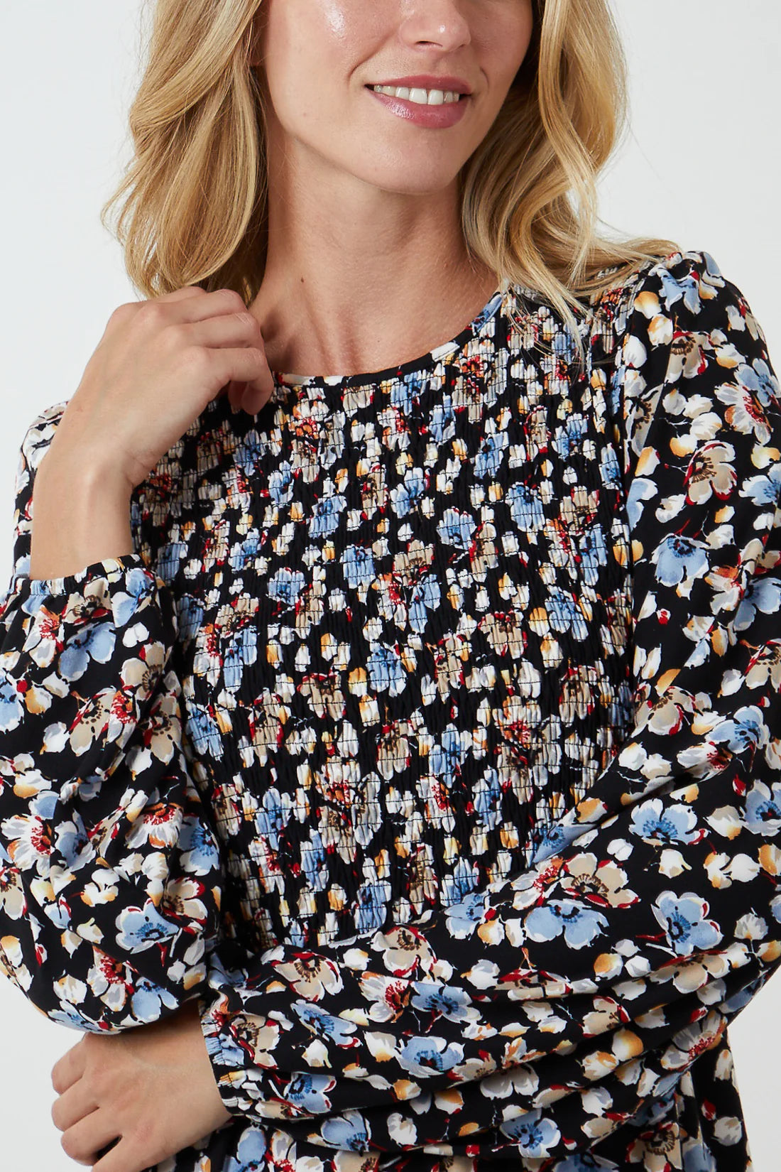 Shellie Shirred Bodice Ditsy Floral Midi Dress