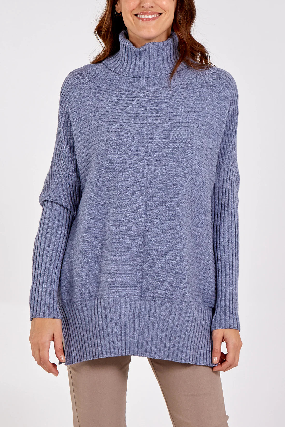 Adele Slouchy Ribbed Roll Neck Jumper