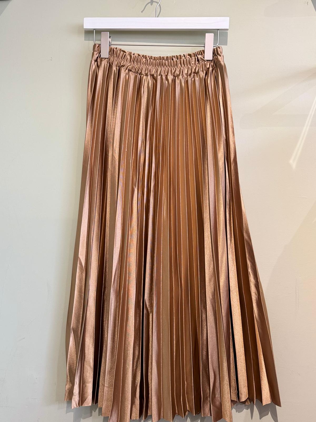 Liza Satin Pleated Maxi Skirt - Chocolate Brown, Wine Or Khaki