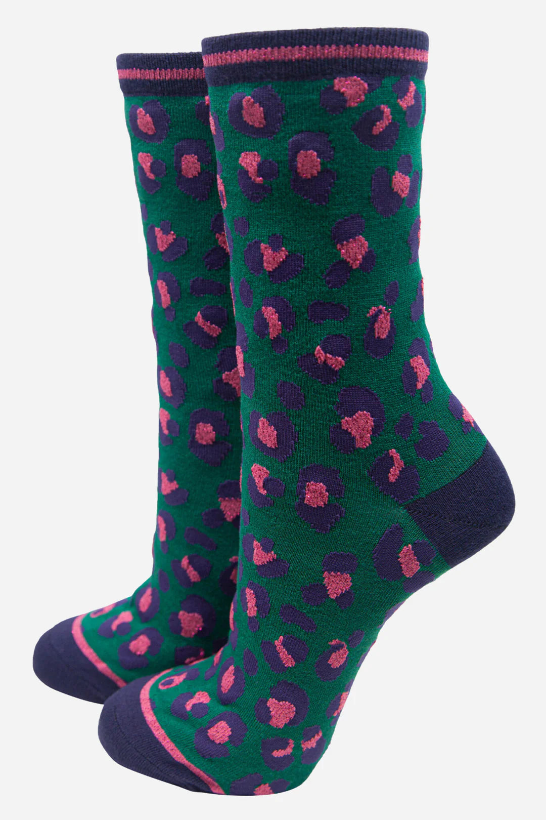 Green Leopard Print Bamboo Socks