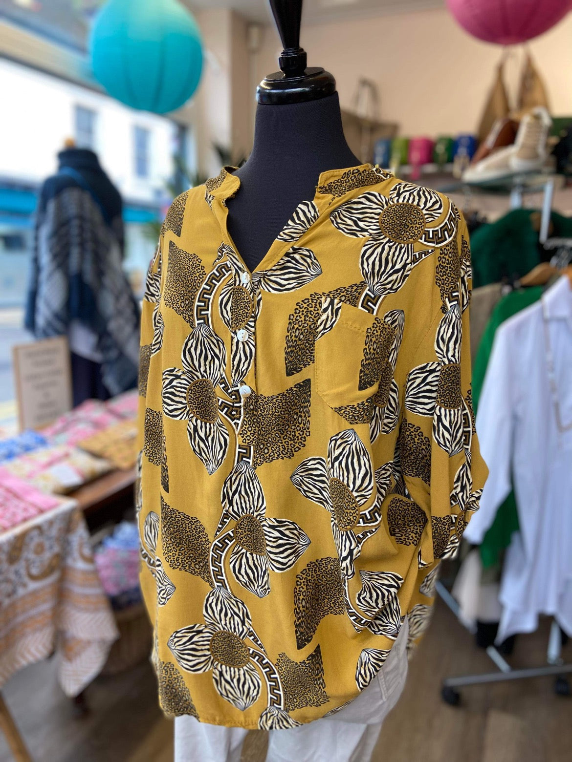 Kaya Batik-Inspired Floral Print Blouse - Cerise Pink Or Mustard
