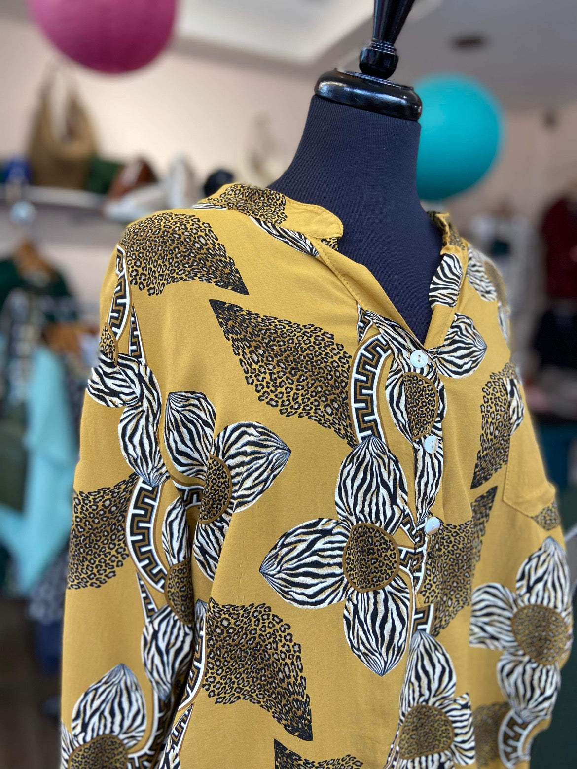Kaya Batik-Inspired Floral Print Blouse - Cerise Pink Or Mustard