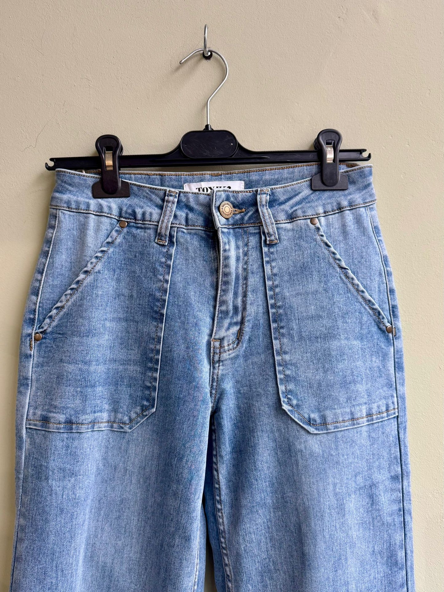 Toxik Wide Legged 70s Style Jeans - Light Denim Or Medium Denim Wash