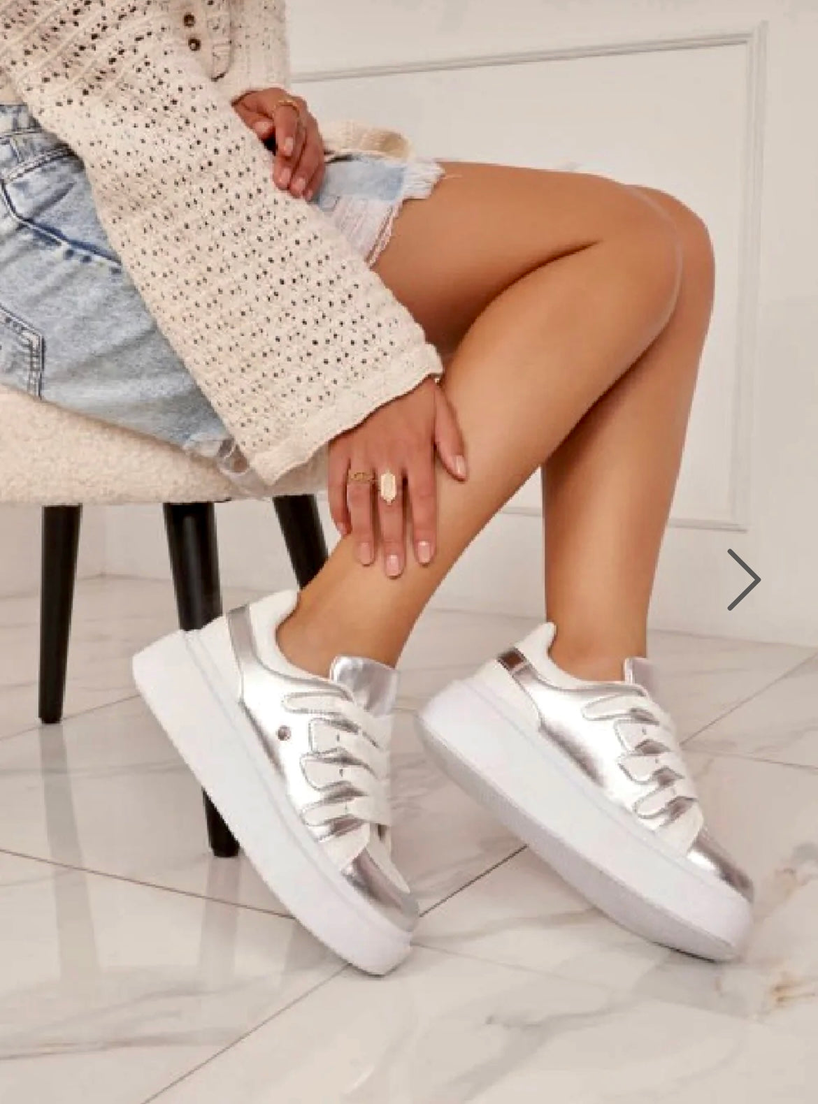 Mickey Silver Chunky Flatform Trainers