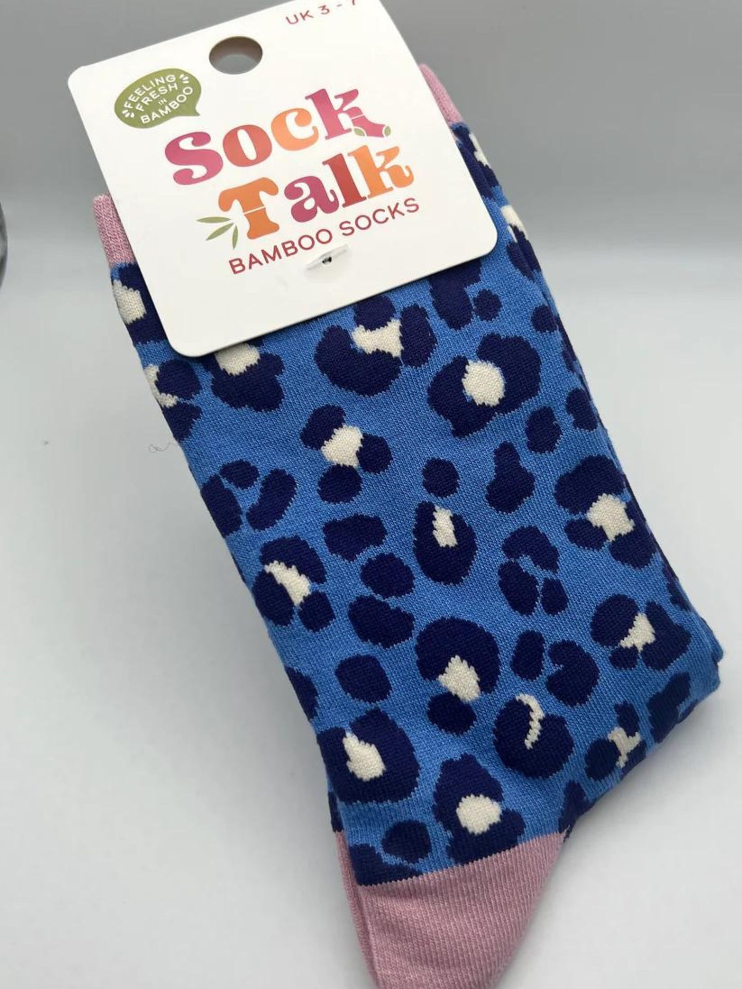 Women’s Blue Leopard Print Bamboo Socks