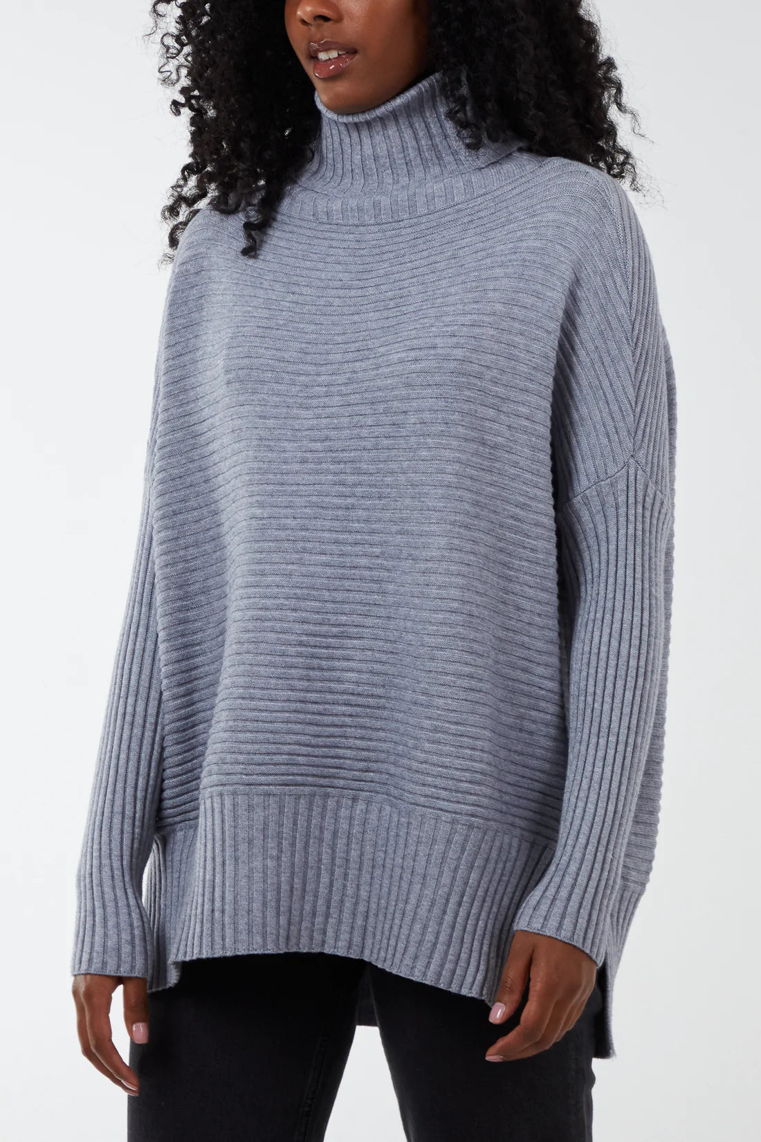 Adele Slouchy Ribbed Roll Neck Jumper - Multiple Colours