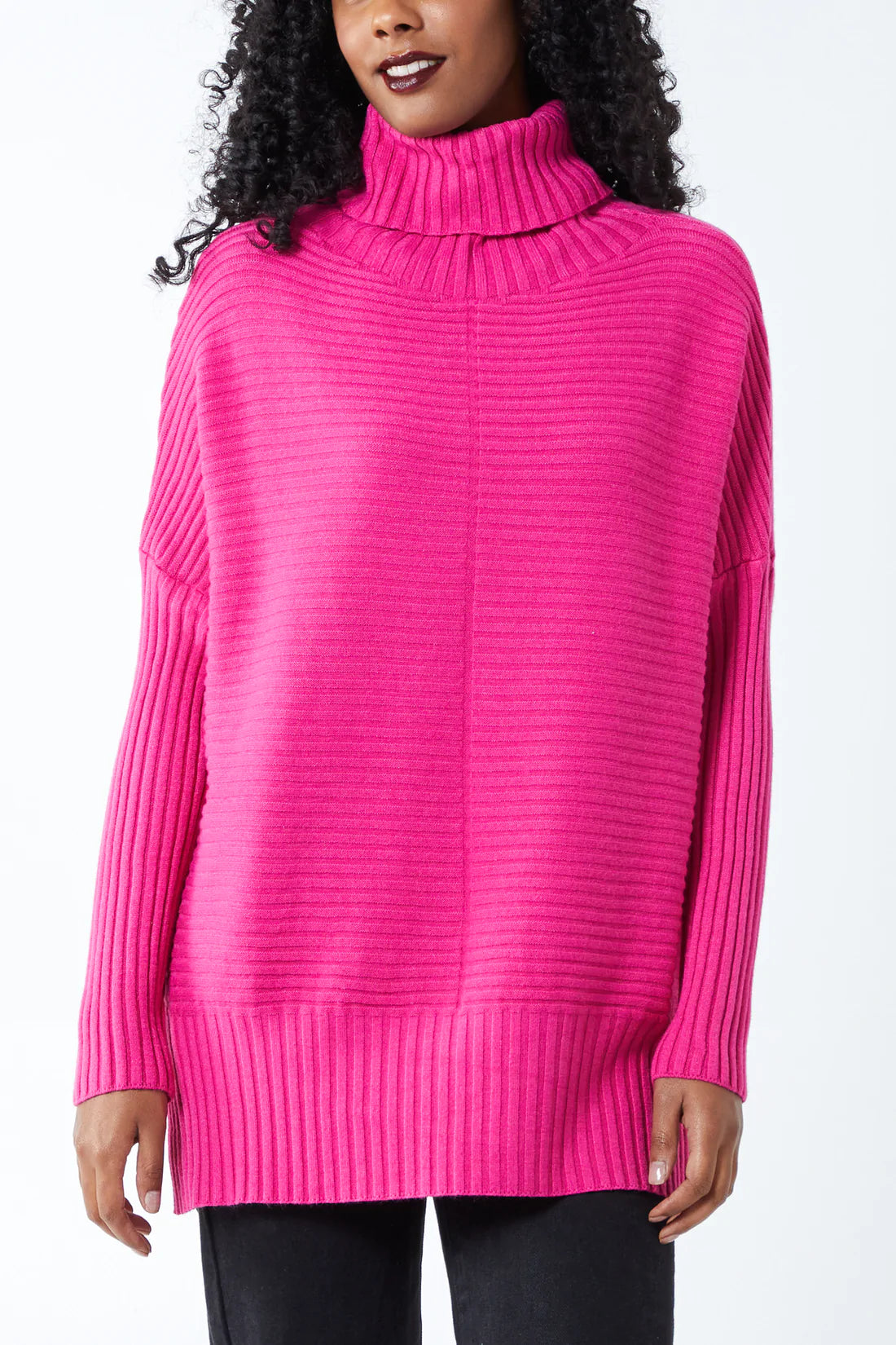 Adele Slouchy Ribbed Roll Neck Jumper - Multiple Colours