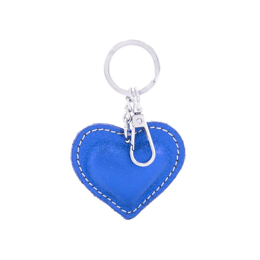 Metallic Leather Heart Keyring