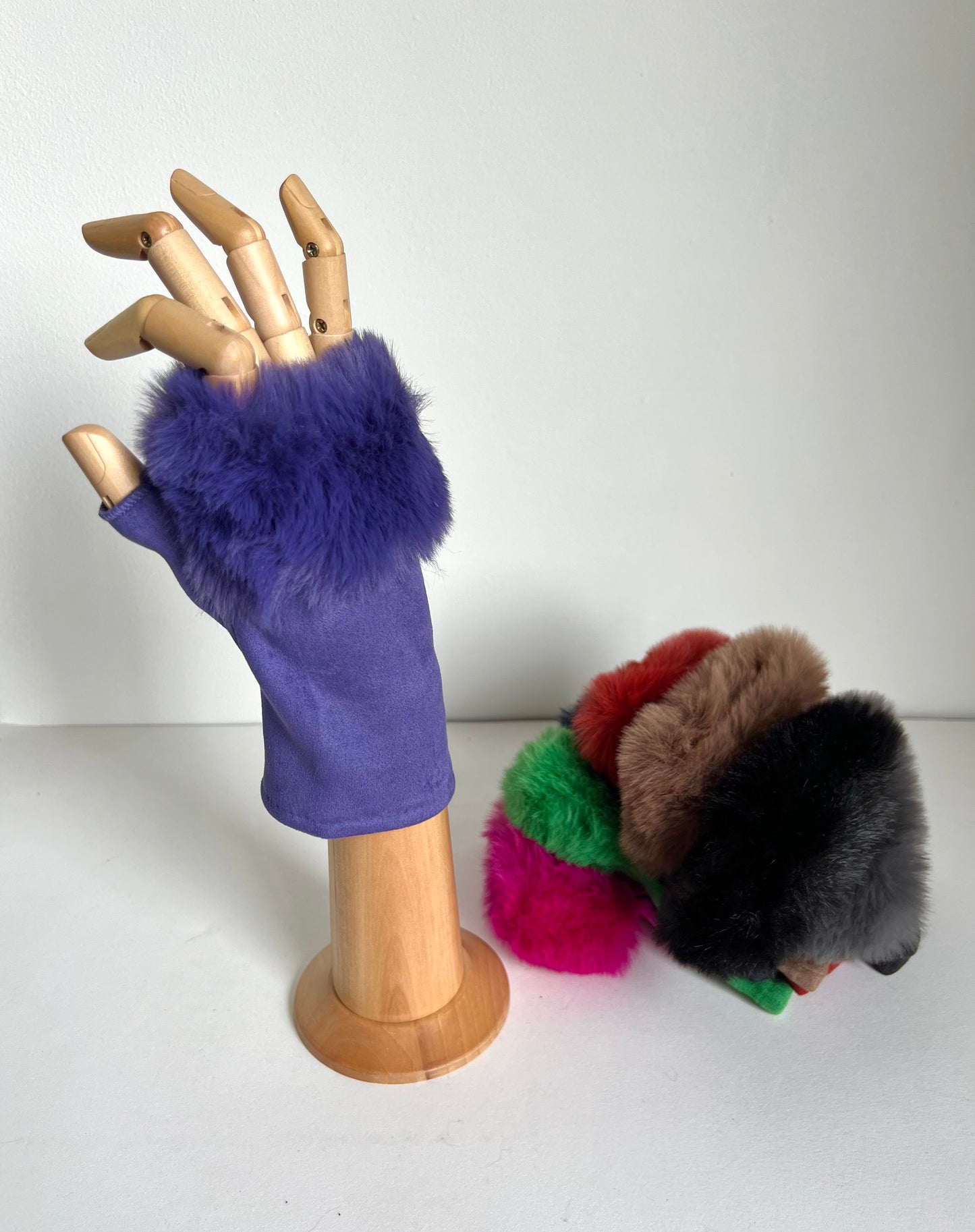 Luxe Faux Fur & Suedette Fingerless Gloves Mittens
