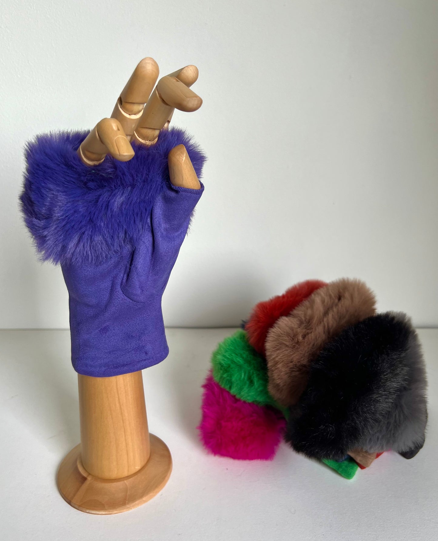Luxe Faux Fur & Suedette Fingerless Gloves Mittens