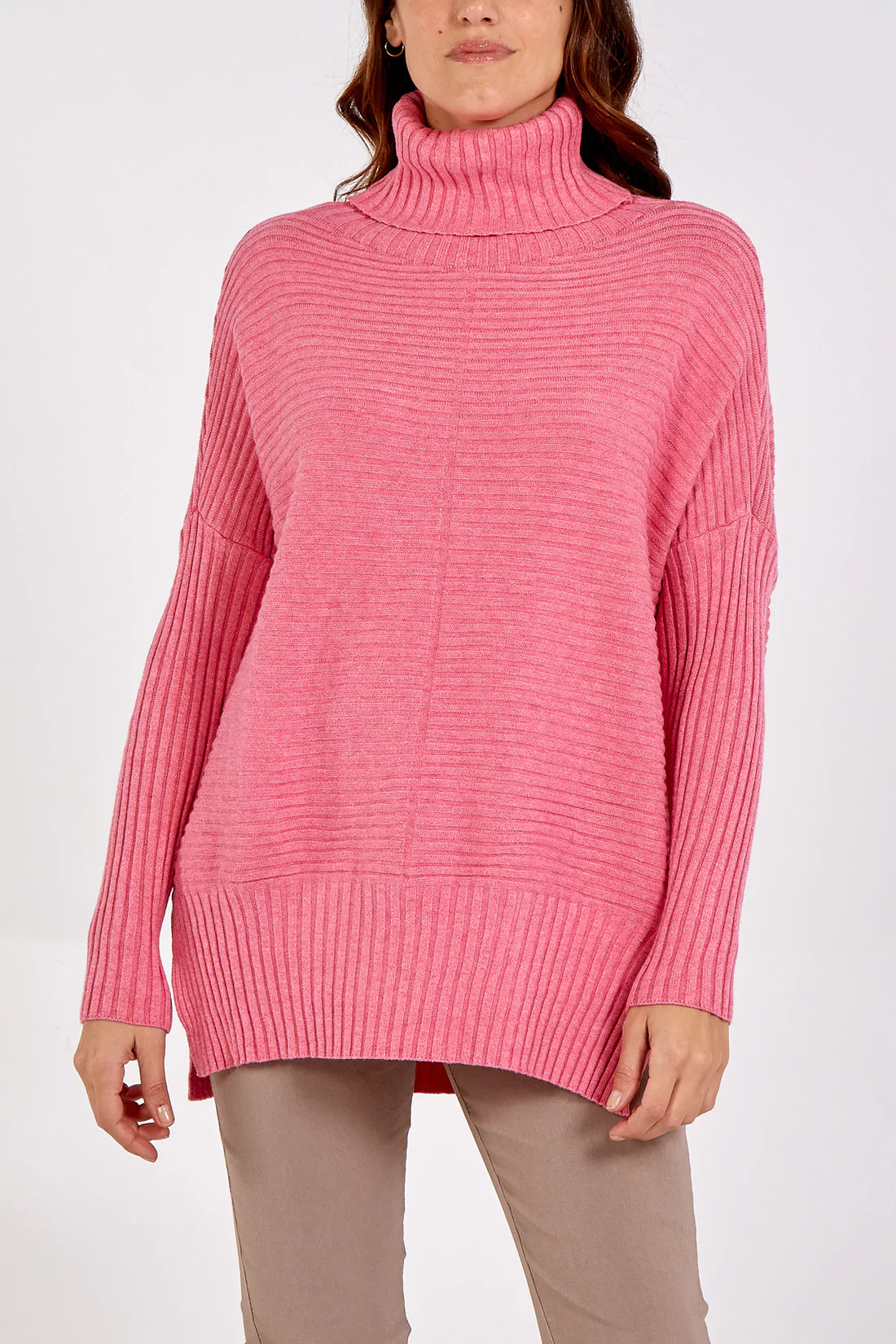Adele Slouchy Ribbed Roll Neck Jumper - Multiple Colours