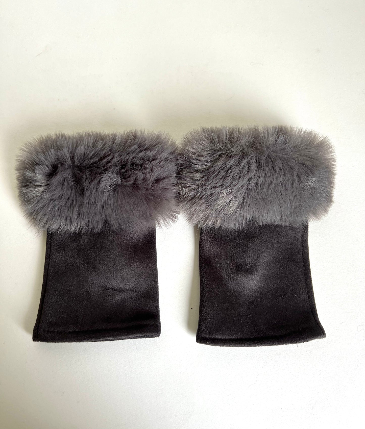 Luxe Faux Fur & Suedette Fingerless Gloves Mittens