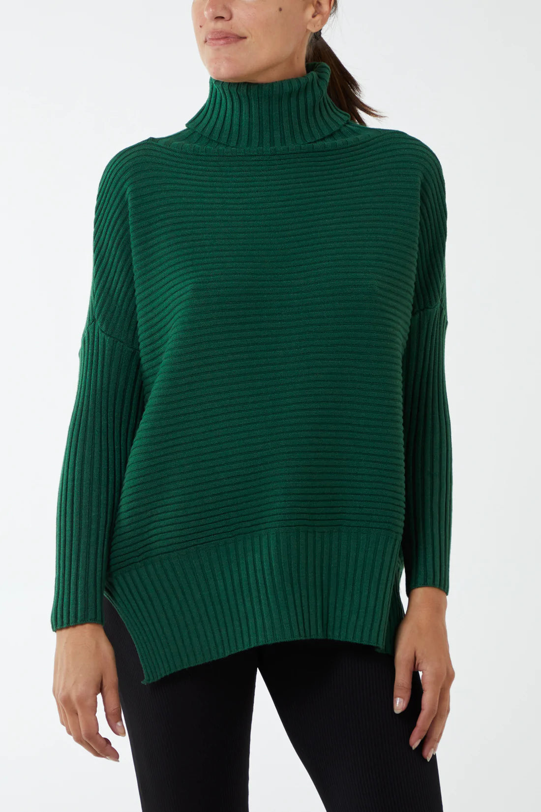 Adele Slouchy Ribbed Roll Neck Jumper - Multiple Colours