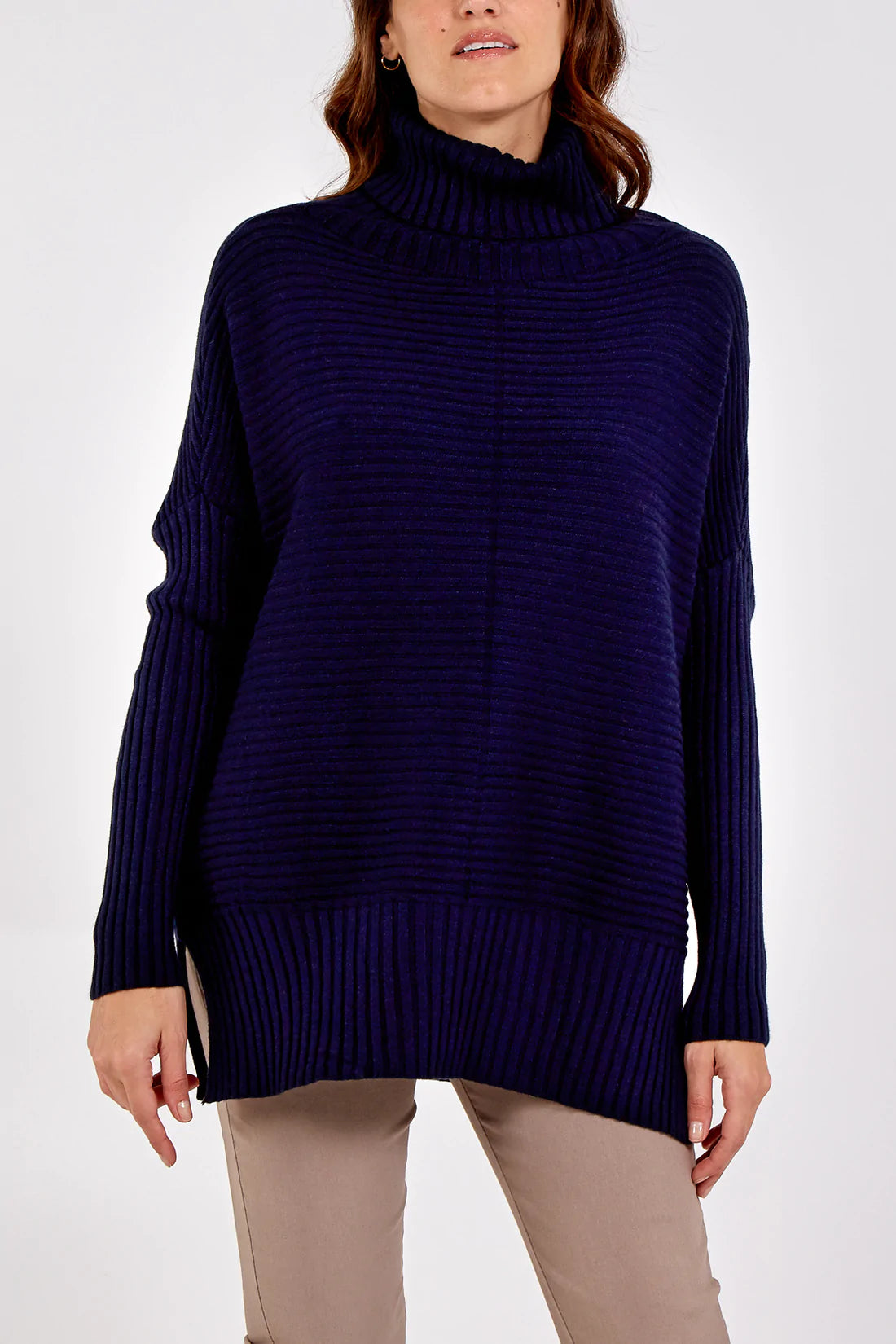 Adele Slouchy Ribbed Roll Neck Jumper - Multiple Colours