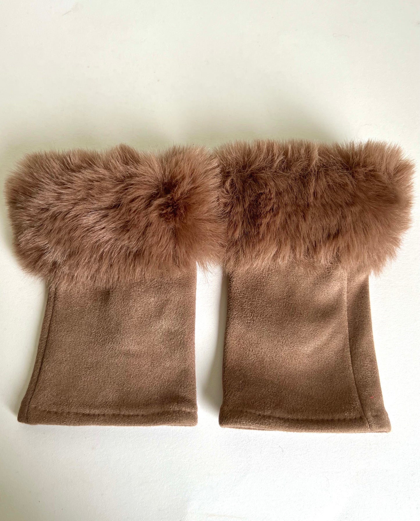 Luxe Faux Fur & Suedette Fingerless Gloves Mittens