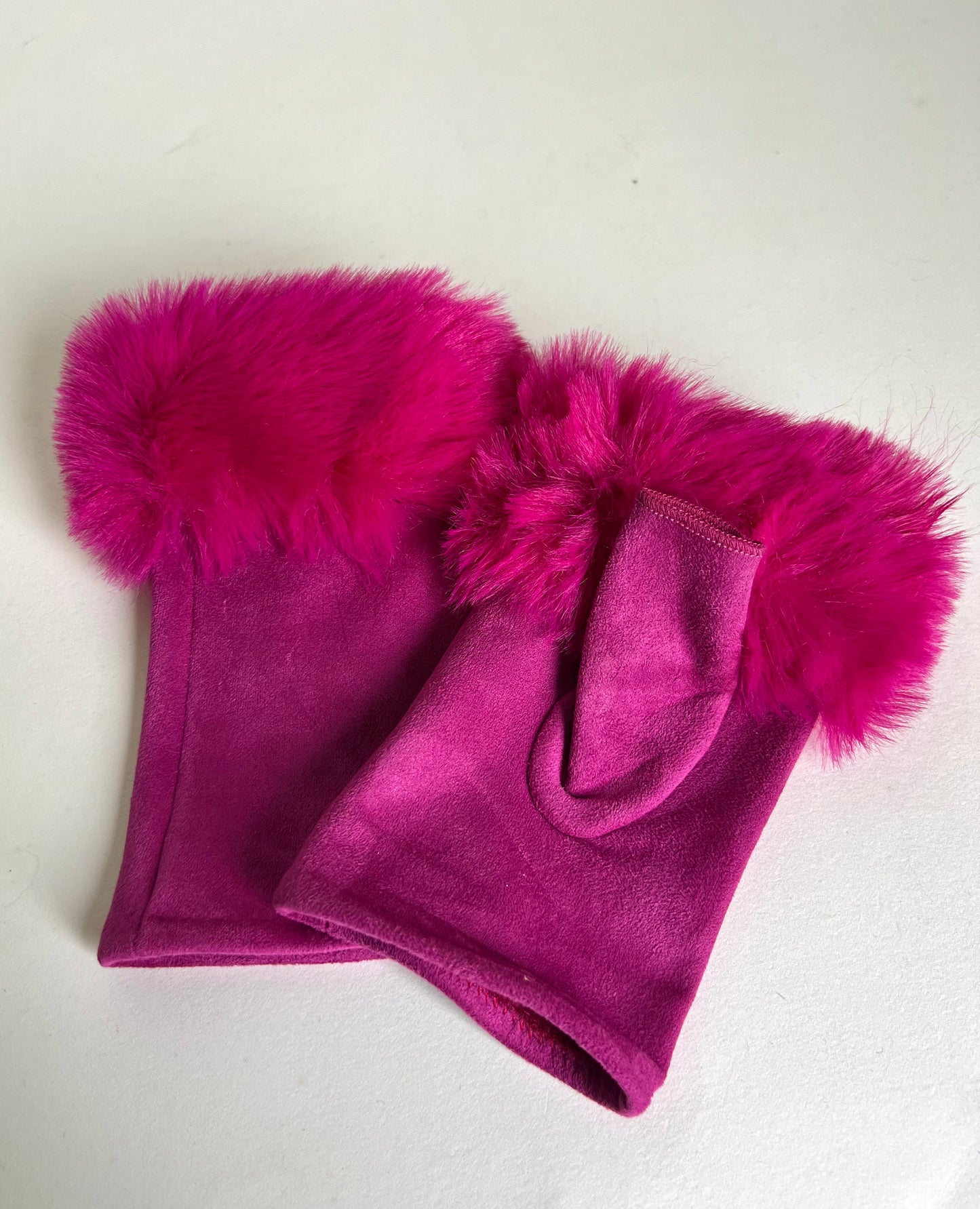 Luxe Faux Fur & Suedette Fingerless Gloves Mittens