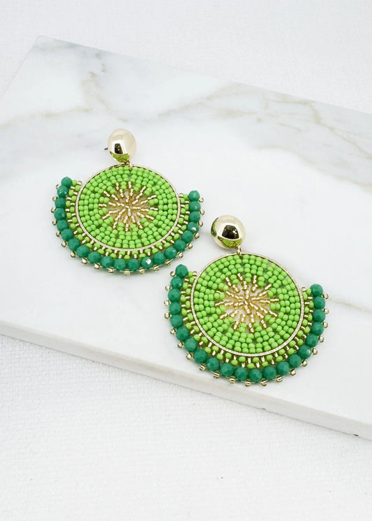 Envy Jewellery Green Beaded Statement Earrings