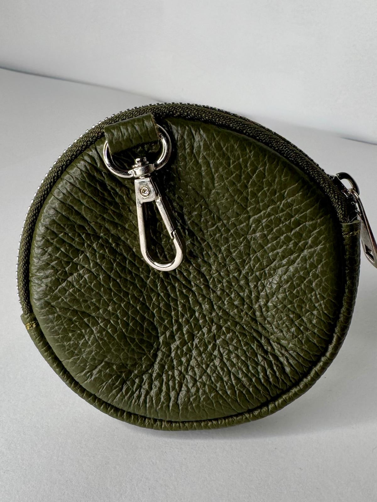 Small Circular Pebble Leather Purse - Tan, Khaki, Teal, Burgundy