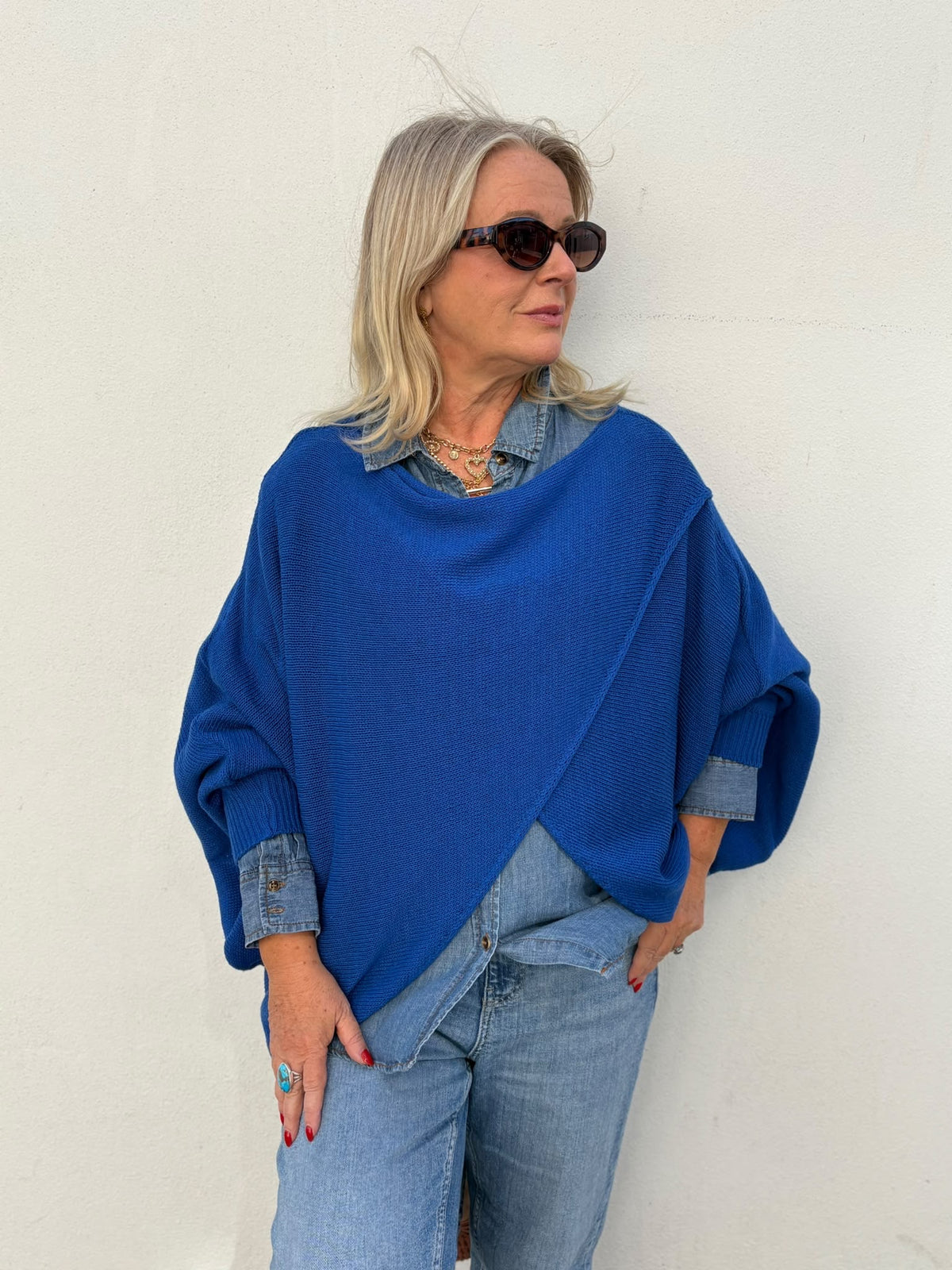 Cotton Blend Crossover Layering Jumper