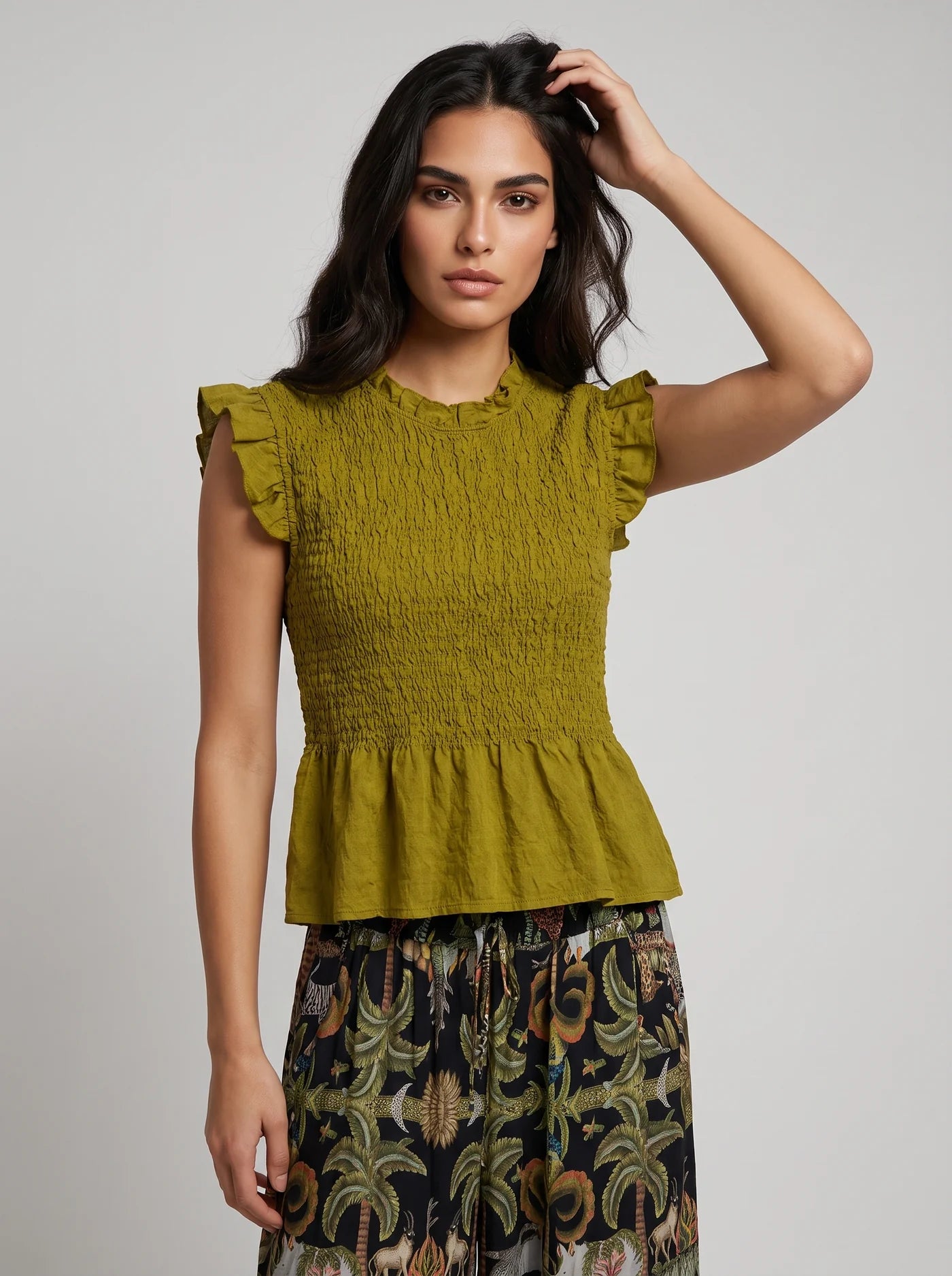 Grace Shirred Peplum Top