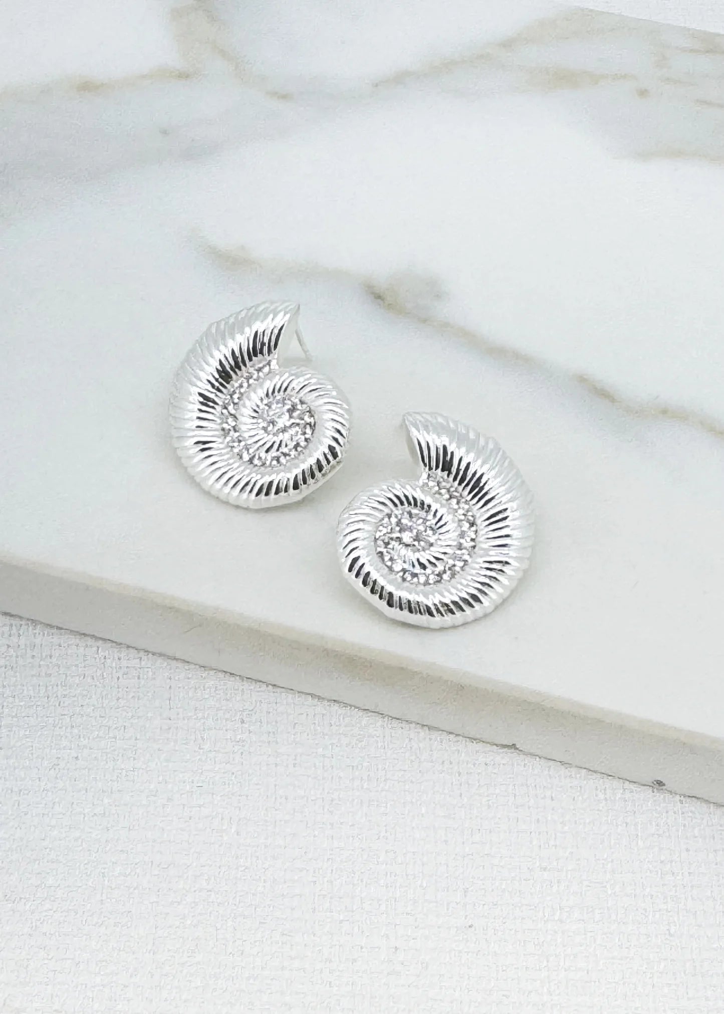 Envy Jewellery Textured Shell Earrings - Gold Or Silver