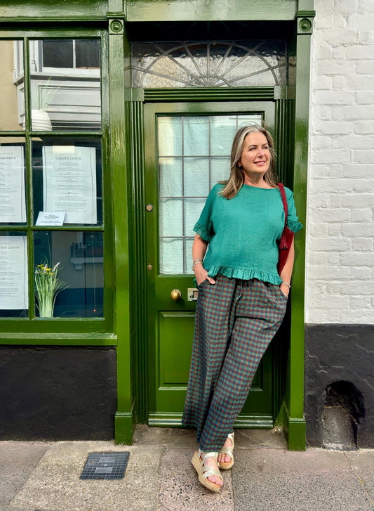 Juliet Wide Leg Checked Trousers