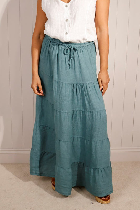 Nicola Tiered Linen Maxi Skirt