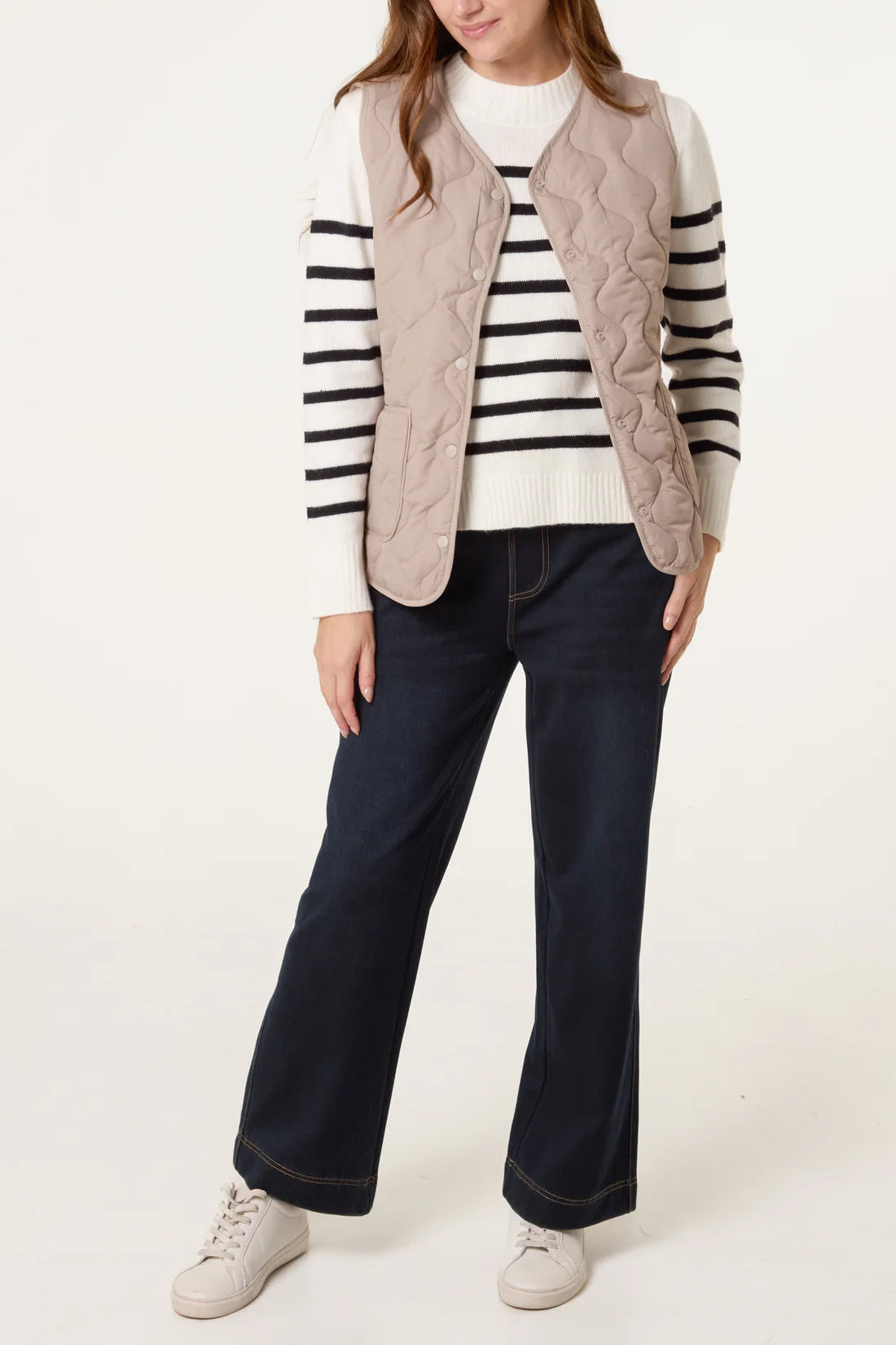 Lydia Lightweight Quilted Gilet - Mocha Taupe Or Stone Beige