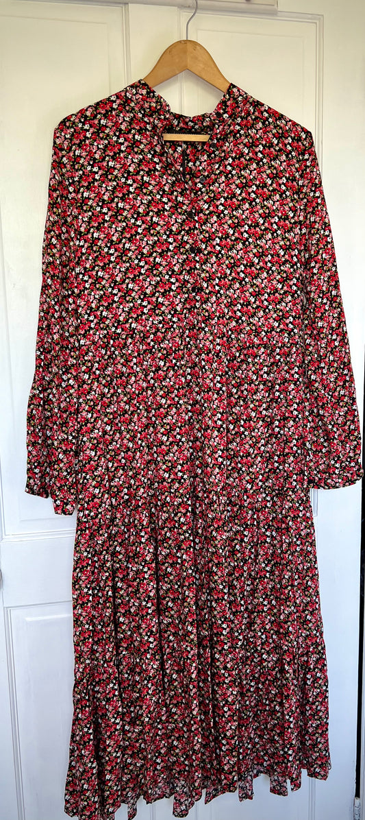 Joanie Ditsy Floral Autumnal Toned Dress