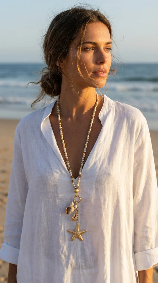 Envy Jewellery Long Coastal Shell Charm Necklace
