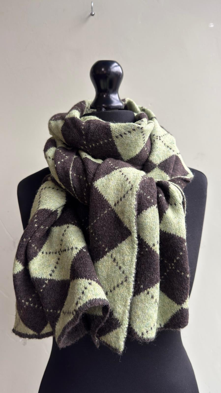 Argyle Wool Blend Scarf