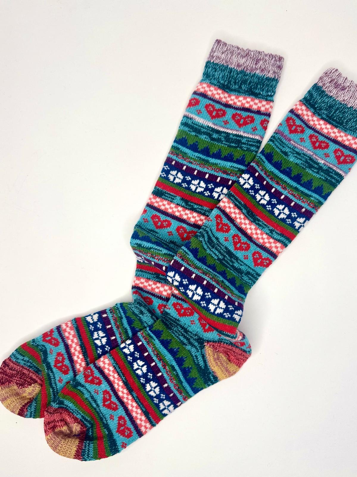 Nordic Fairisle Style Long Boot Welly Socks