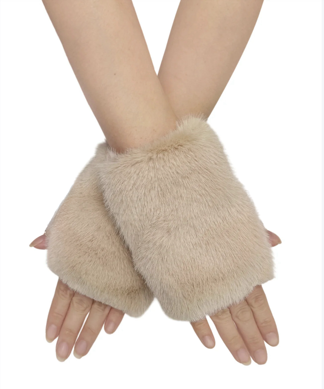Cosy Faux Fur Fingerless Gloves Mittens - Assorted Colours