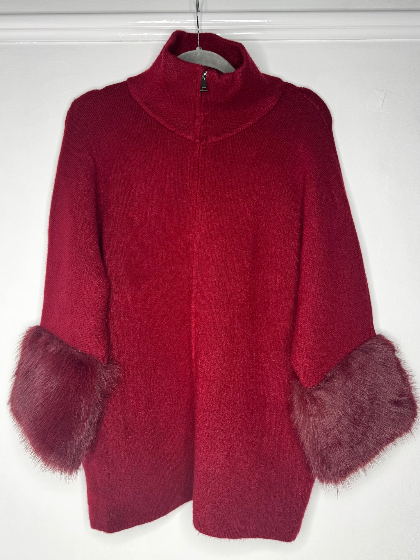 Shirley Luxe Funnel Neck Zip Up Cardigan Jacket – Rich Burgundy