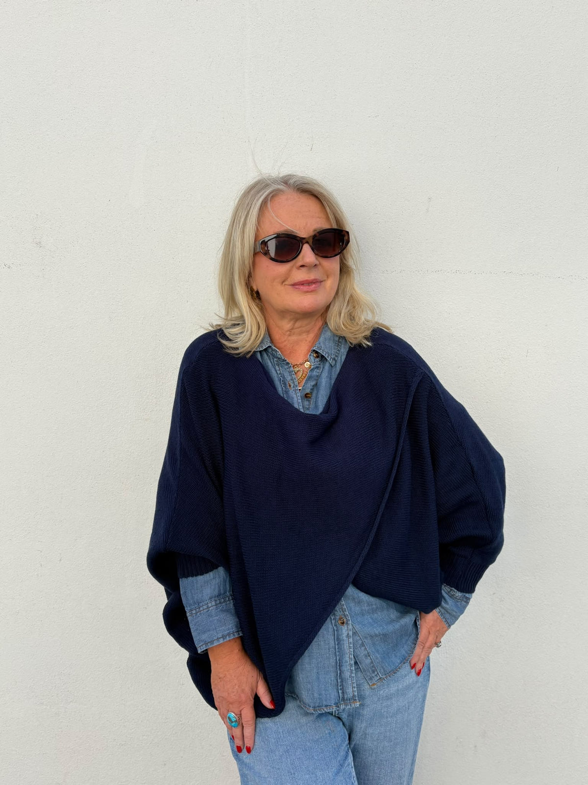 Cotton Blend Crossover Layering Jumper