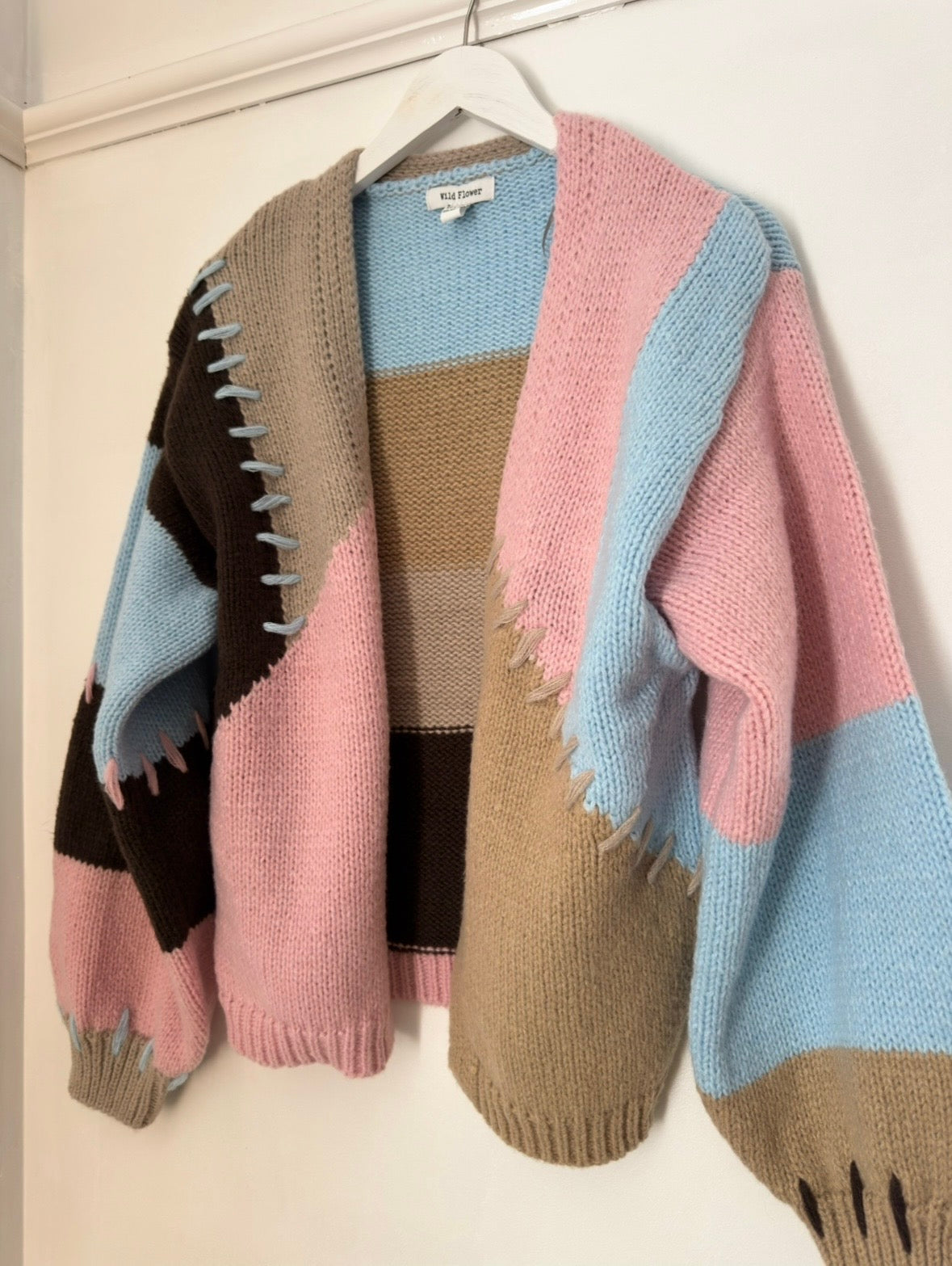 Tara Cosy Patchwork Knit Chunky Cardigan