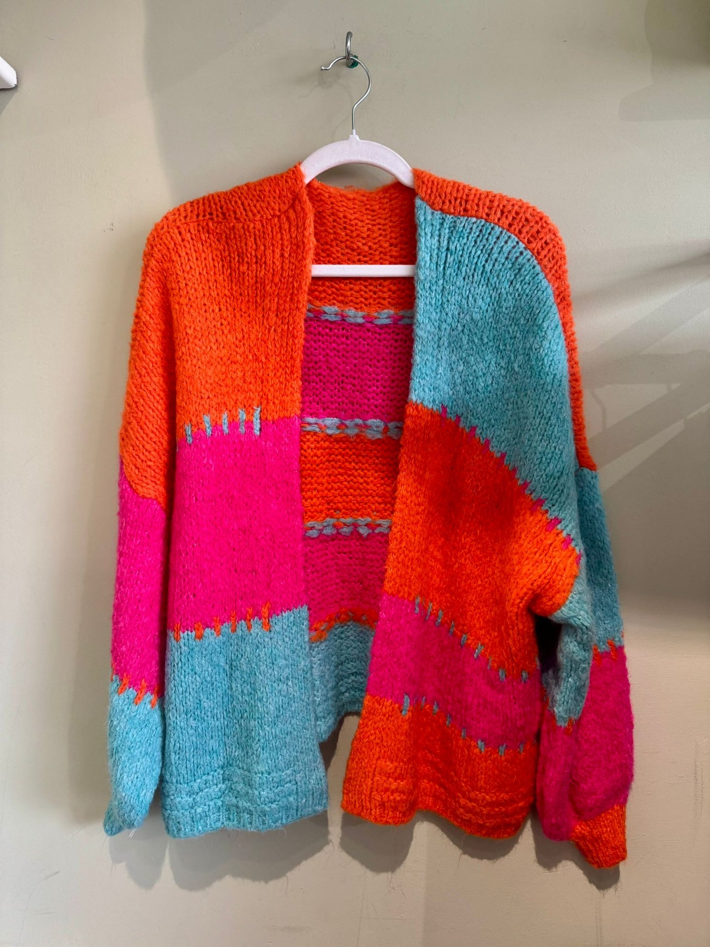 Elodie Wool Blend Multicoloured Blanket Stitch Cardigan
