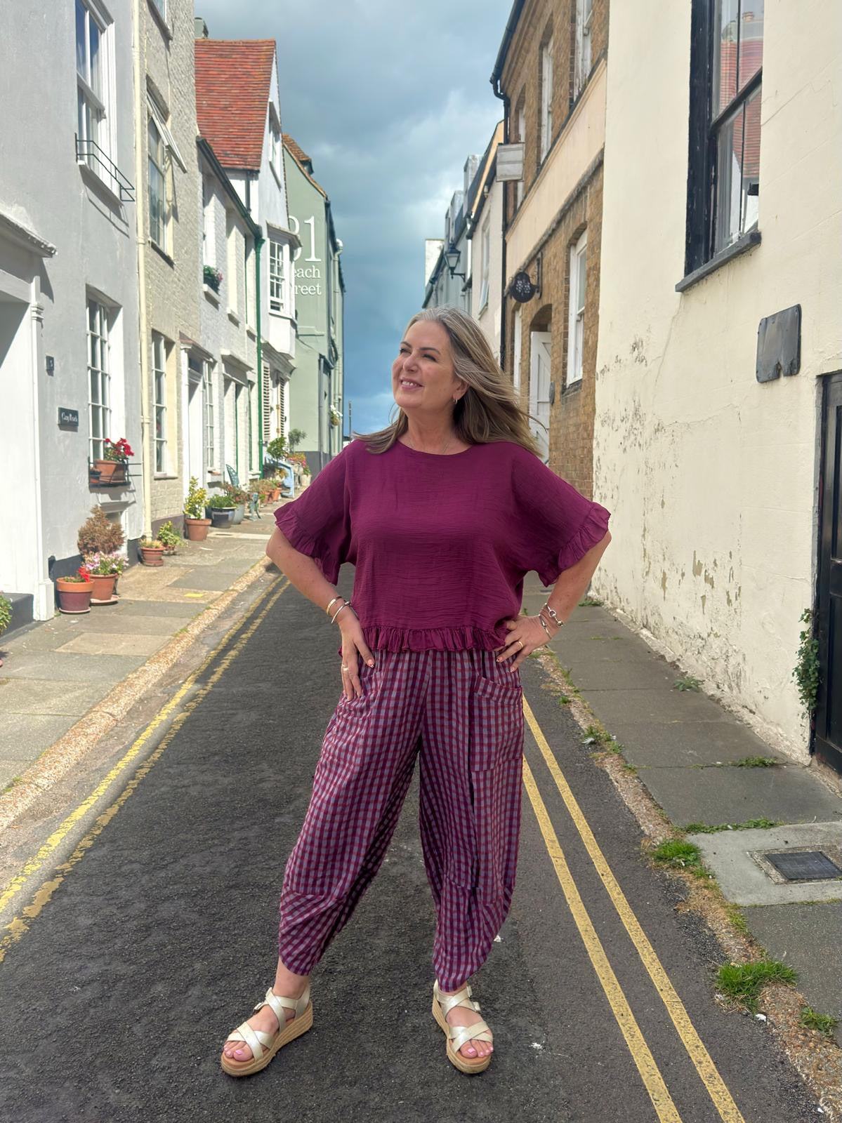 Lottie Dopamine Check Cocoon Trousers