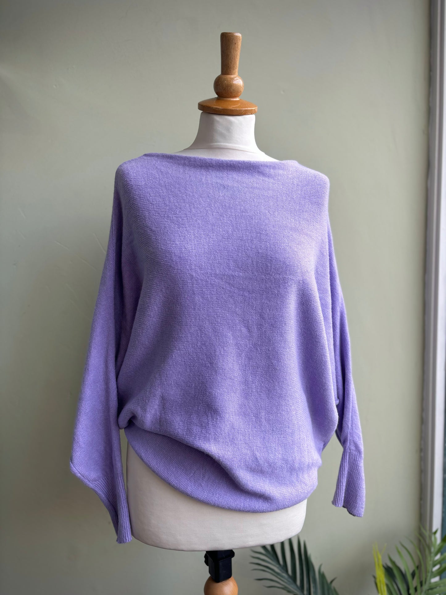 Miriam Slouchy Batwing Lightweight Jumper - Green, Yellow, Orange, Sky Blue, Apricot, Cornflower Blue, Cerise Pink, Lavender Lilac, Rose Pink, Aqua Or Red