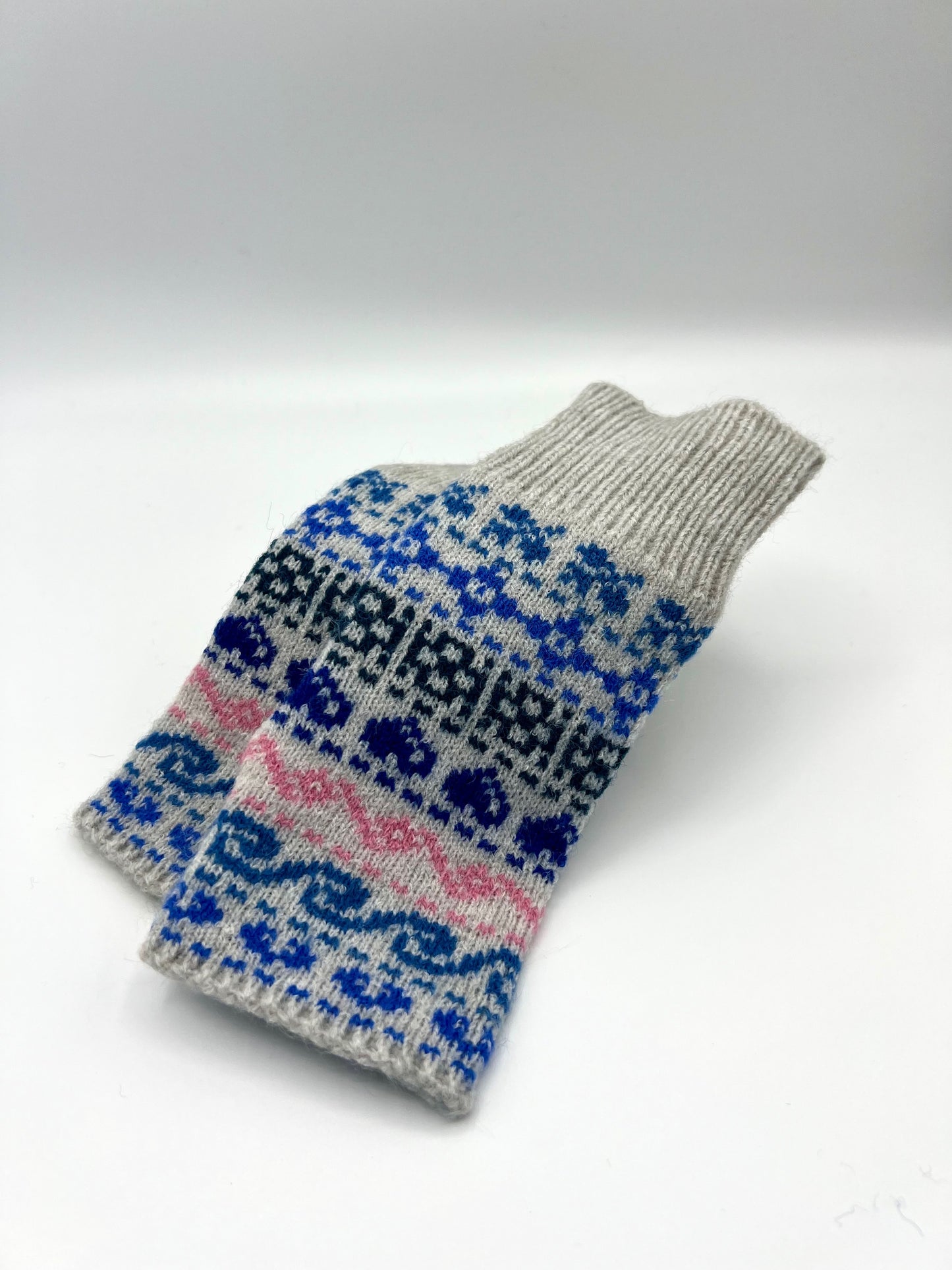 Nordic Alpine Style Fingerless Mittens - 2 Colours