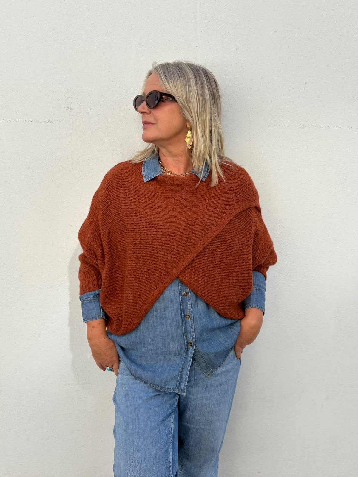 Rosie Soft Drape Crossover Jumper - Shorter Style