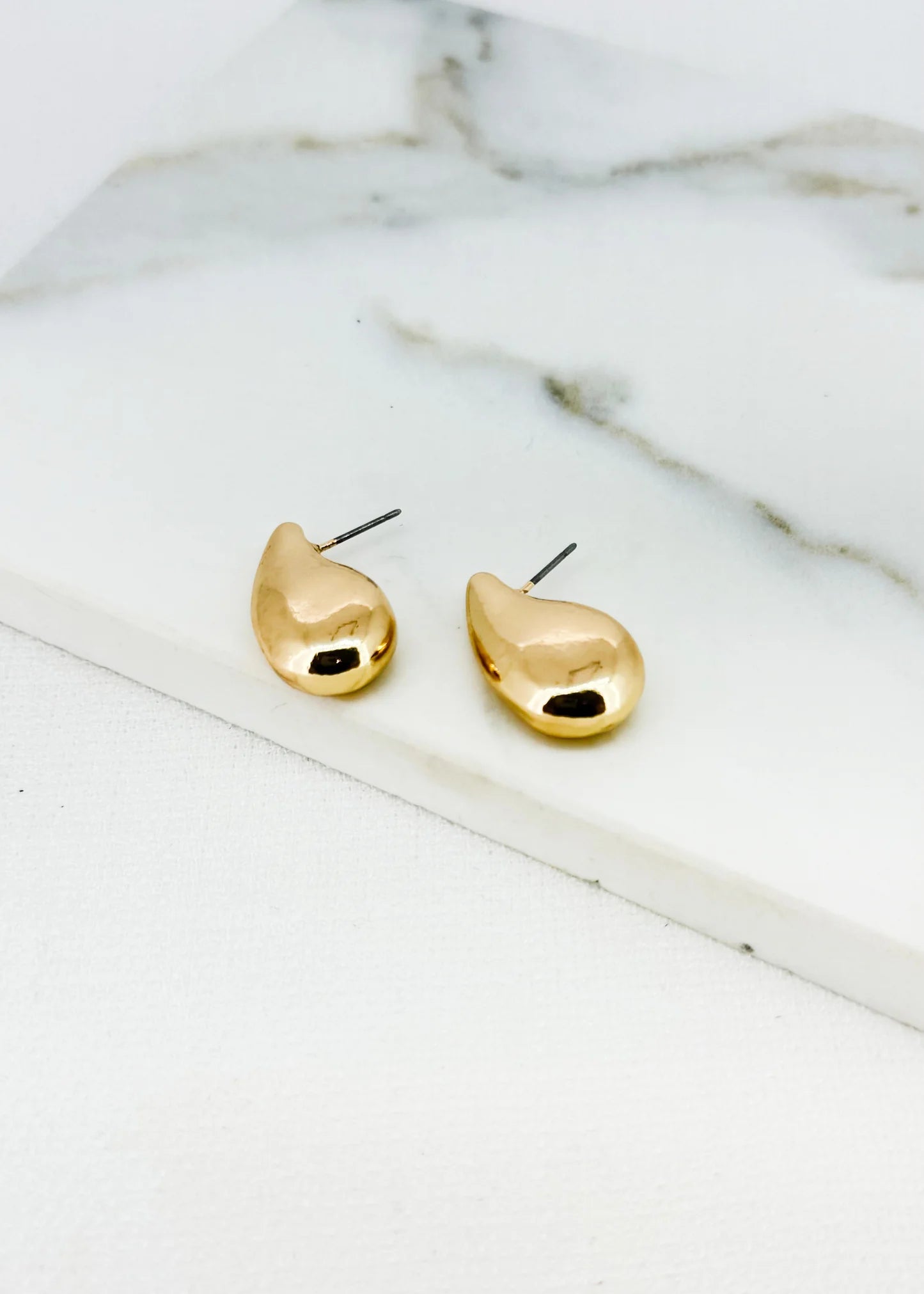 Envy Jewellery Chunky Gold Toned Teardrop Stud Earrings