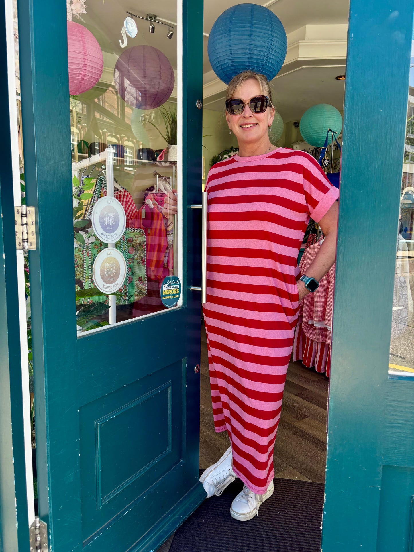 Ellie Stripe Maxi T Shirt Dress